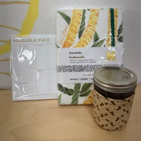 32. Lauhala Mason Jar Cover + Kaulumaika Notebook + Hoolala item
