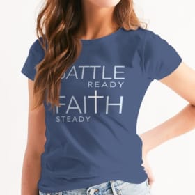 Battle Ready, Faith Steady | Womens Short Sleeve (CoolBlue) item