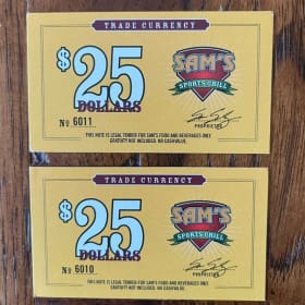Two - $25 Gift Cards for Sam's Place item