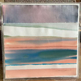 Original 31 x 31 inch Untitled Watercolor Painting on Canvas item