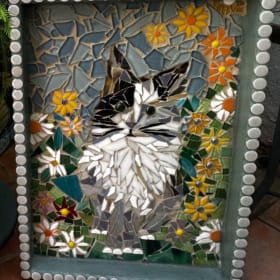 Handmade Cat in the Garden Mosaic ($250 Value) item