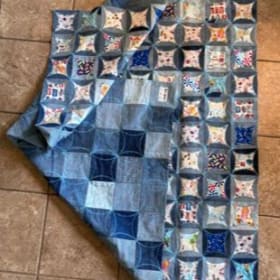 Handmade Quilted Denim Blanket item