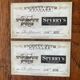 Two - $25 Sperry's Gift Cards item