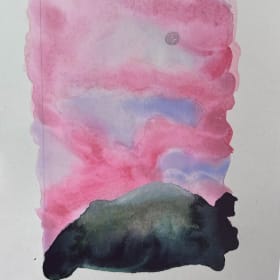 "Silver Moon" - Watercolor on paper, 5 x 7 inches item