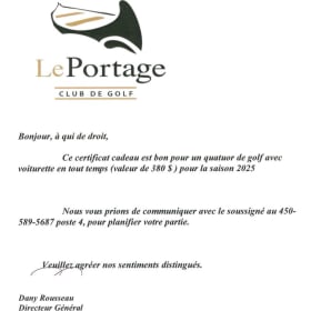 Quatuor avec voiturette Club de golf le portage item