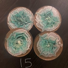 Teal Floral Resin Coasters item