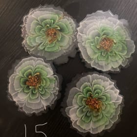 Green Floral Resin Coasters item