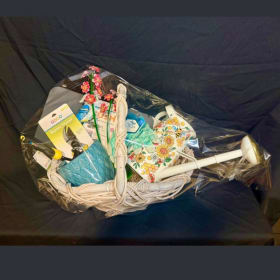 GARDEN BASKET AND POTTED PLANT item