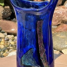 Tall blue vase item