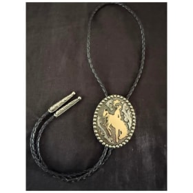 Wyoming Cowboy Bolo Tie with Silver Tips item