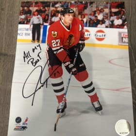Signed Jeremy Roenick Chicago Black Hawks photo item