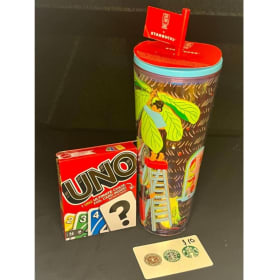 STARBUCKS TUMBLER AND $10 GIFT CARD + UNO GAME item