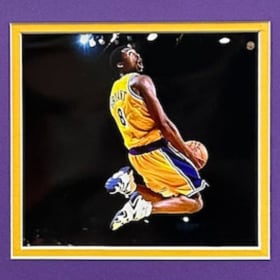 Kobe Bryant Signed NBA Floor Board Display with Portrait item