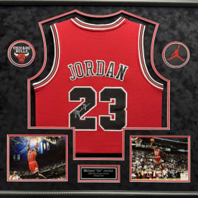 Michael Jordan Signed Chicago Bulls Jersey and Portrait item