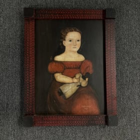 Framed Folk Art Canvas by Norma Schneeman Signed and Dated item