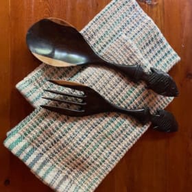 29. African Salad Tongs and Cotton Kitchen Towels item