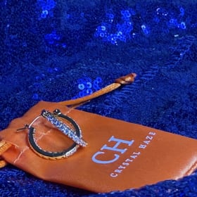 CZ + Gold Hoop Earrings and Necklace with Rainbow of Gems item