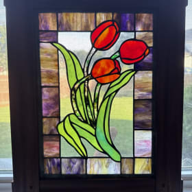 Julien Byrne original framed stained glass item