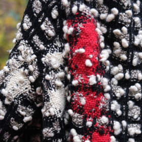 Peruvian wool cardigan, contrasting darning by Rachel Smith item