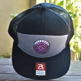 Heather Grey/Black 168 7-Panel Hat – White & Purple Patch item