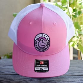Hot Pink/White 112 Trucker Hat – White & Purple Patch item