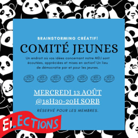 Comité jeunes - mercredi 13 août @18h30-20h SORB item