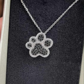 Paw Print Black CZ necklace item