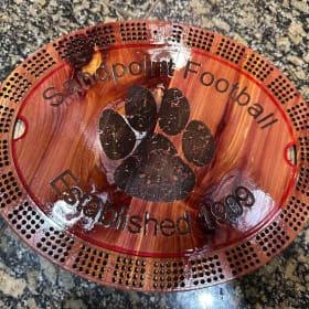 Custom Sandpoint Football Cribbage Board with Cedar Top item