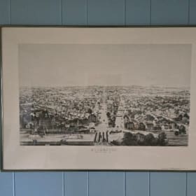 "View from the West" framed picture of Rochester in 1853 item