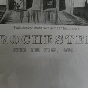 "View from the West" framed picture of Rochester in 1853 item