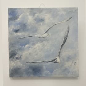 #8 "Friends" by Helen Elliott original 12x12 canvas item