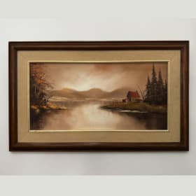 #27 Autumn haze original by lake by L.Hallett framed item