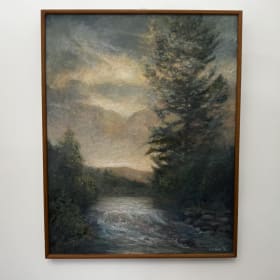 28 River and trees by A Cain framed item