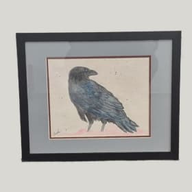 34 - Crow by Susan Lord original framed item