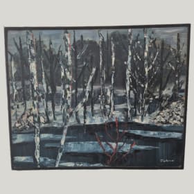 35 winter birches by water by J Lebrun item