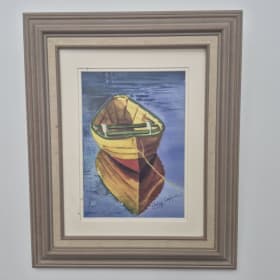 48 yellow dory by Cheryl Corkum original framed item