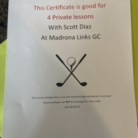 4 Private Lessons at Madrona Links GC item