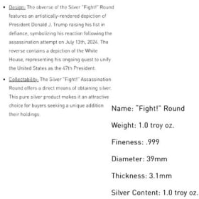 25 oz of Silver: 20 Trump Fight coins & 5 Buffalo coins item