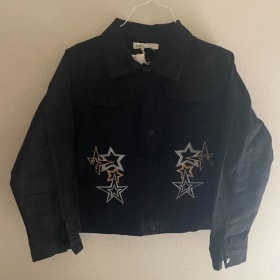 Black Sequin Star Denim Jacket by Merle Norman - $100 Value item