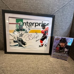 Signed Ben Bishop Framed Photo & Hockey Cards item
