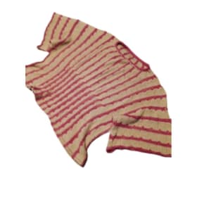 Unique Vintage Knitted Top – Hot Pink and Beige item
