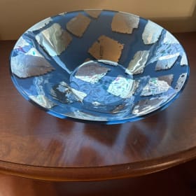 Annie Glass Silver and Aquamarine Bowl item
