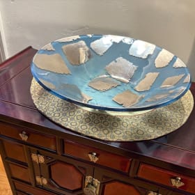 Annie Glass Silver and Aquamarine Bowl item
