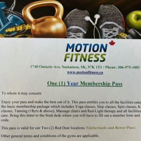1 Year Membership to Motion Fitness item