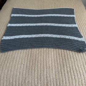 37x32 Gray striped afghan item
