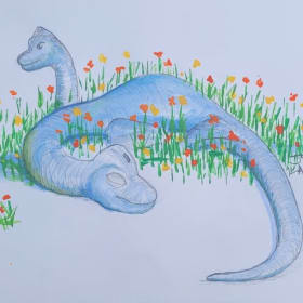 Photo of Brachiosaurus in Flowers