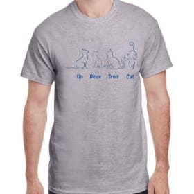 Un, Deux, Trois, Cat t-shirt  - Light Grey - Large item