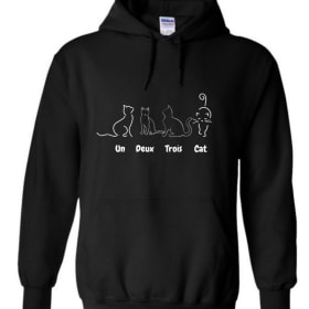 Un, Deux, Trois, Cat Hoodie - Black - XL item