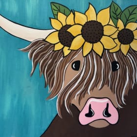 Sunflower Highland Cow 16x20 Canvas item