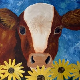 Sunflower Field Cow 16x20 Canvas item